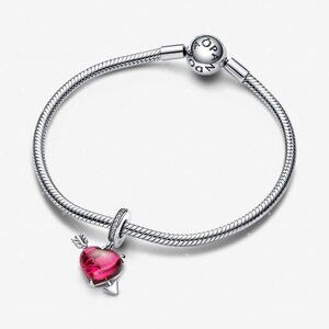 Pandora Red Heart & Arrow Murano Glass Dangle Charm
